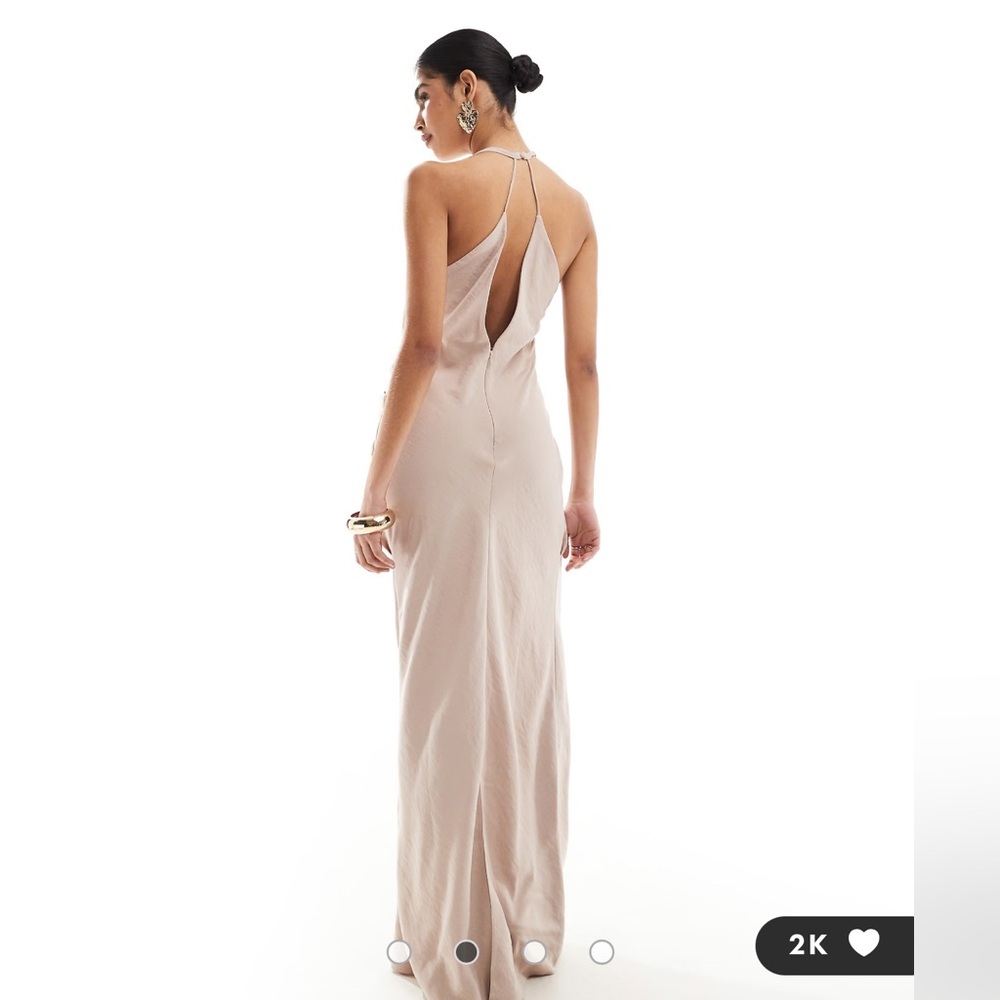 Maxi Dress with twist waist detail in stone